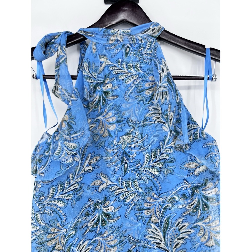 Veronica Beard Blue Silk Floral Dali Top Size 6 Ruffle Boho Chic Feminine - Picture 11 of 14